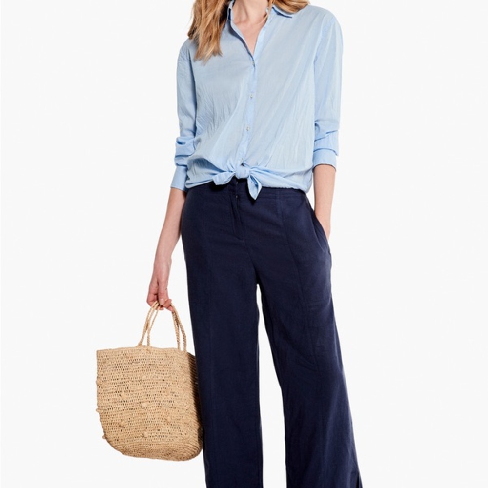 Nic & Zoe Pants Linen Blue Wide Leg Women’s Size 4 NWT